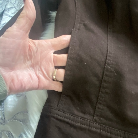 Chico’s Platinum Sz 0 Embellished Dark Brown Jean Jacket - Picture 11 of 15